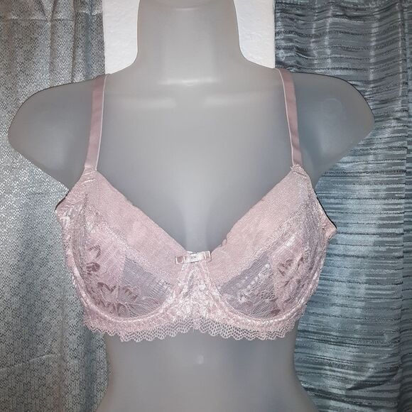 Youmita 36C Pink Suede Soft Lace Unpadded Bra NWT - Picture 1 of 9